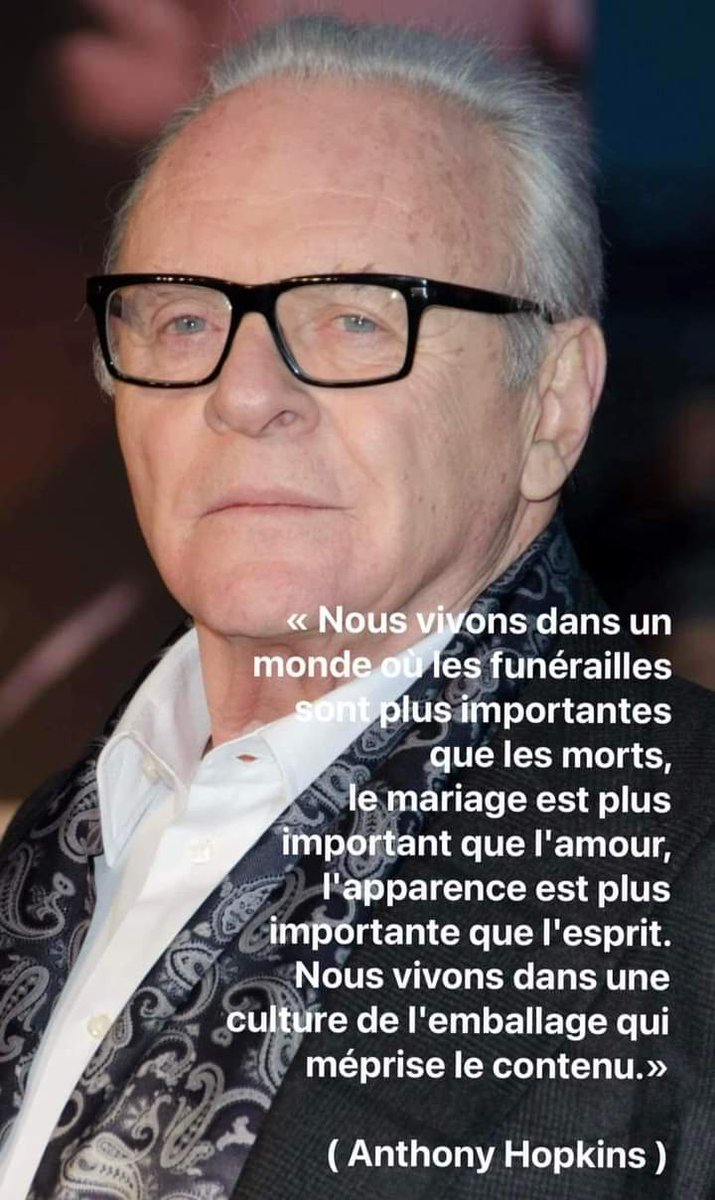 Nous vivons dans un monde o... Anthony Hopkins