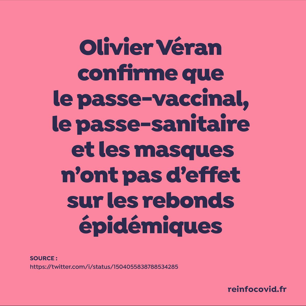 Olivier Véran confirme le pass-vaccinal et les masqeus n'ont